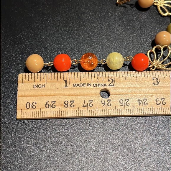 Vintage Double Strand Autumn Colors and Gold Accent Bead Necklace - Picture 8 of 16